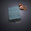 Linen Peacock Blue Floral Thread Work Saree