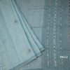 Linen Peacock Blue Floral Thread Work Saree