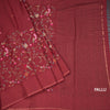 Raw Silk Maroon Floral Thread Work Saree
