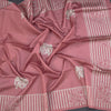 Semi Raw Silk Onion Pink Elephant Printed Saree And Stripes Border