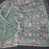 Organza Pista Green Zari Stripes Saree With Thread Border
