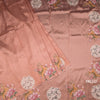Raw Silk Peach Saree With Thread Buttas And Cut Work Border