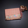 Raw Silk Peach Zari Stripes Saree And Thread Border