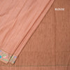 Raw Silk Peach Zari Stripes Saree And Thread Border