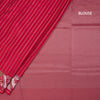 Raw Silk Red Zari Stripes Saree And Thread Border