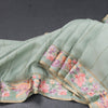 Raw Silk Pista Green Zari Stripes Saree And Thread Border