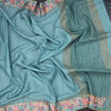 Raw Silk Powder Blue Zari Stripes Saree And Thread Border