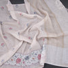 Linen Cream Floral Printed Saree 03