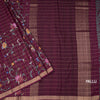 Raw Silk Wine Colour Zari Checked With Thread Work Saree