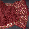 Raw Silk Maroon Zari Checked Saree And Thread Border 02