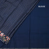 Raw Silk Navy Blue Zari Checked Saree And Thread Border