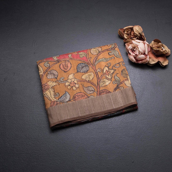 Tussar Multi Colour Kalamkari Printed Saree
