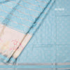 Raw Silk Sky Blue Printed With Zari Stripes Saree