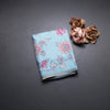 Semi Raw Silk Sky Blue Printed Saree With Floral Creeper Design