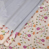 Semi Raw Silk Grey Plain Saree With Floral Creeper Design