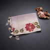 Semi Raw Silk Light Brown Plain Saree With Floral Creeper Design
