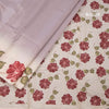 Semi Raw Silk Light Brown Plain Saree With Floral Creeper Design
