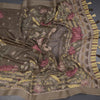Semi Linen Olive Green Printed Saree 03
