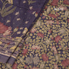 Semi Linen Dark Purple Printed Saree