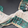 Semi Raw Silk Cream Printed Saree 12