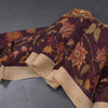 Semi Linen Maroon Printed Saree 04