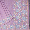 Raw Silk Lavender Zari Stripes Saree And Thread Border
