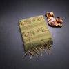Linen Lime Green Floral Thread Work Saree