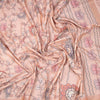 Semi Raw Silk Peach Printed Saree With Floral Creeper Design 02
