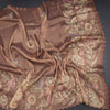 Tissue Copper Saree With Painted Zari Thread And Mirror Work