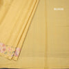 Raw Silk Pastel Yellow Zari Checked Saree And Floral Thread Border
