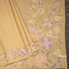 Raw Silk Sandal Zari Checked Saree And Floral Thread Border