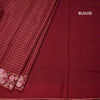 Raw Silk Maroon Zari Checked Saree And Floral Thread Border