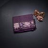 Raw Silk Dark Purple Zari Checked Saree And Floral Thread Border
