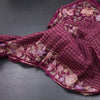 Raw Silk Wine Colour Zari Checked Saree And Floral Thread Border