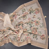 Linen Cream Saree With Floral Painted Sequence Work