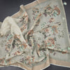 Linen Pista Green Saree With Floral Painted Sequence Work