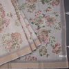 Linen Grey Saree With Floral Painted Sequence Work