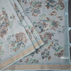 Linen Light Blue Saree With Floral Painted Sequence Work