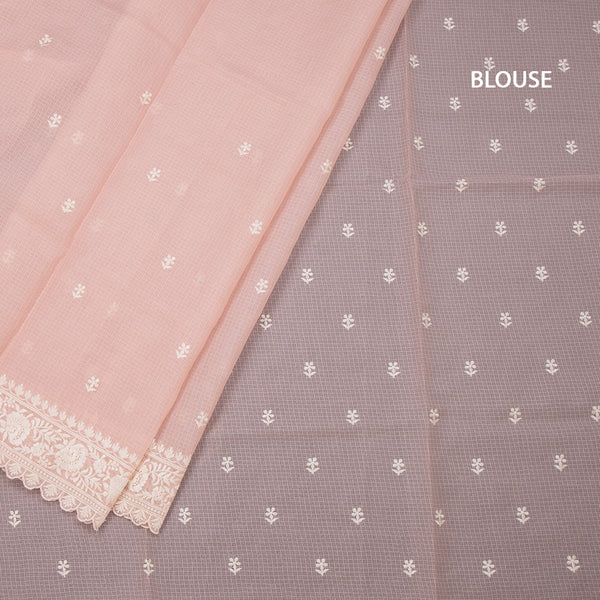 Kota Peach Floral Thread Work Saree