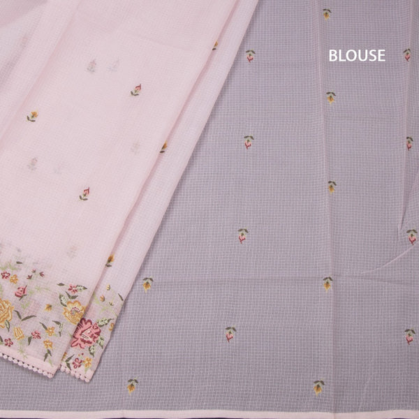 Kota Light Pink Floral Thread Work Saree