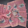 Linen Rose Pink Saree With Floral Painted Sequence Work 02