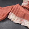 Raw Silk Light Brick Red Zari Checked Saree And Cut Work Border