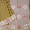 Raw Silk Mehandi Green Zari Checked Saree And Cut Work Border