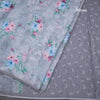 Semi Linen Grey Floral Printed Saree 07