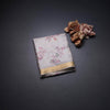 Raw Silk Cream Zari Checked With floral Printed Saree And Zari Border