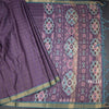 Raw Silk Purple Zari Checked Saree And Zari Border