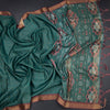 Raw Silk Jade Green Zari Checked Saree And Zari Border