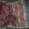 Raw Silk Cinnamon Brown Zari Checked Saree And Zari Border