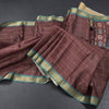 Raw Silk Cinnamon Brown Zari Checked Saree And Zari Border