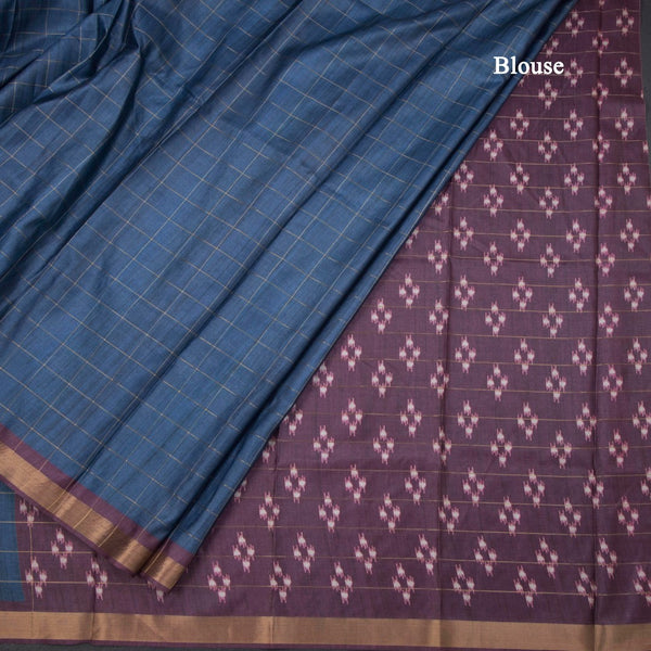 Raw Silk Blue Zari Checked Saree And Zari Border